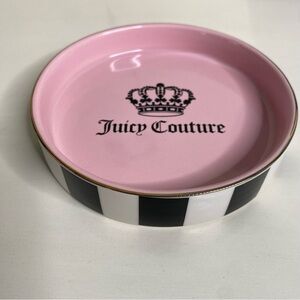 Juicy Couture Pink Jewelry Trinket Dish Tray with Black and White Stripes New